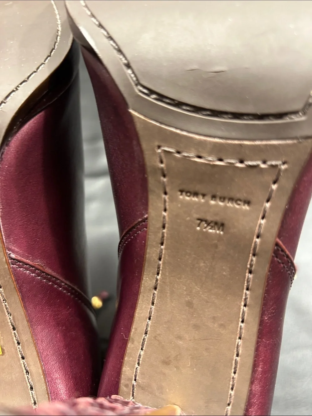 Tory Burch Burgundy Leather Lace-Tie Ankle Boots